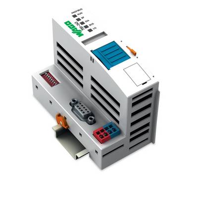 Tritiraskovna zasnova elektronske naprave s priključki in stikali, prikazana na beli podlagi.