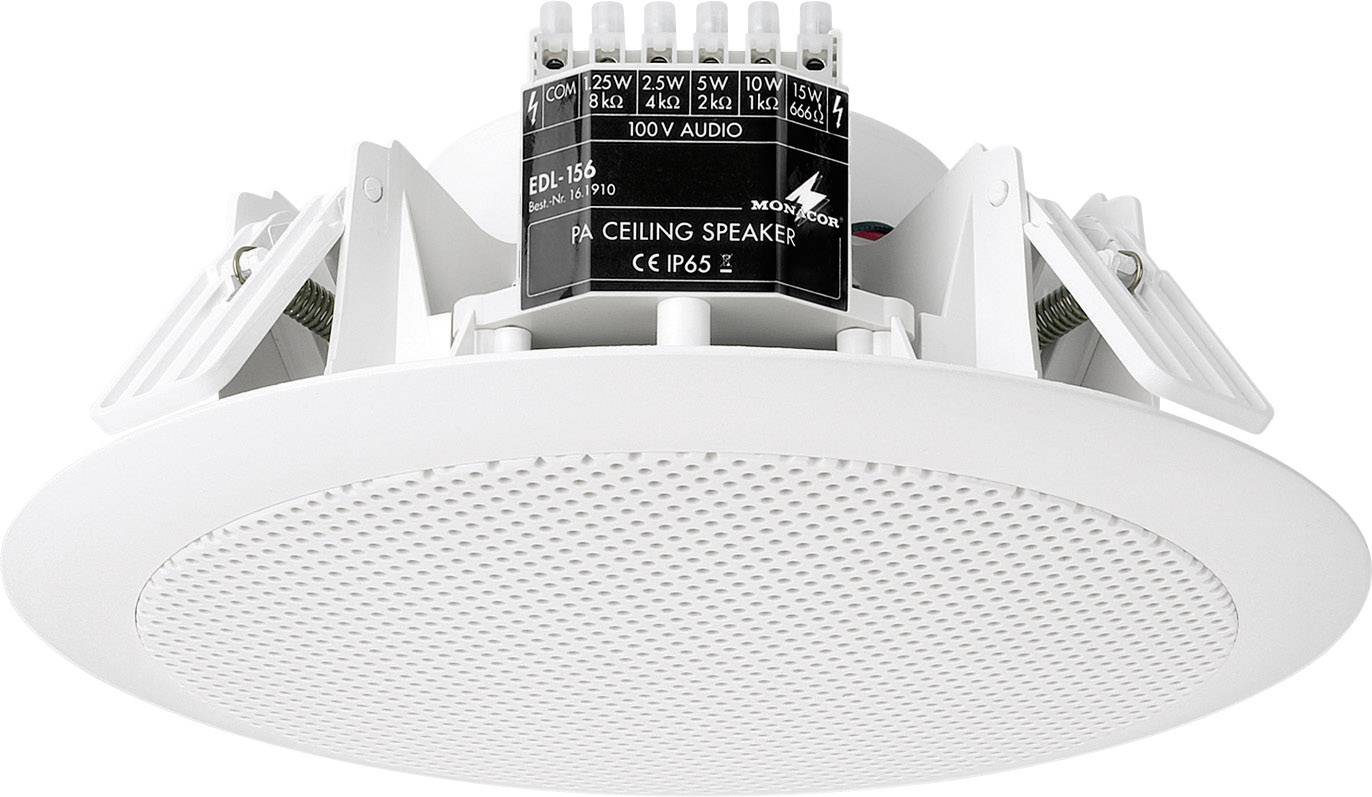 ELA Vgradni zvočnik Monacor EDL-156 15 W 100 V bele barve, 1 kos