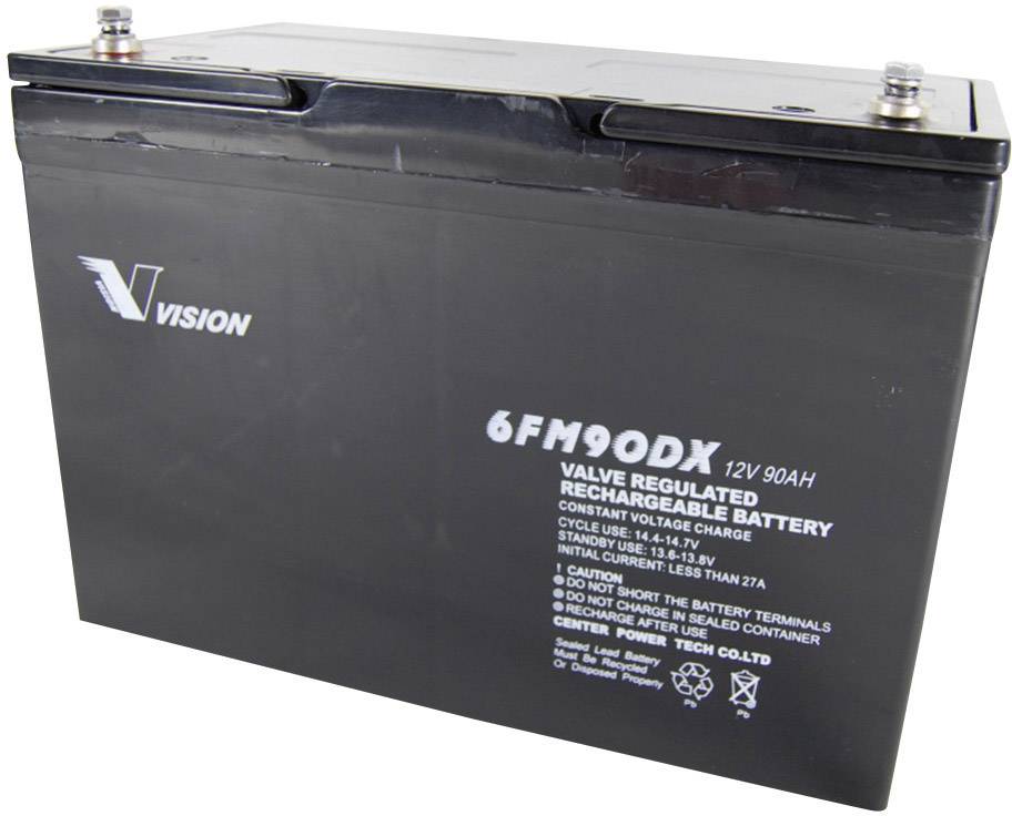Vision Akkus 6FM90DX 6FM90DX svinčeni akumulator 12 V 90 Ah svinčevo-koprenast (Š x V x G) 306 x 215 x 169 mm M6-vijačni-0