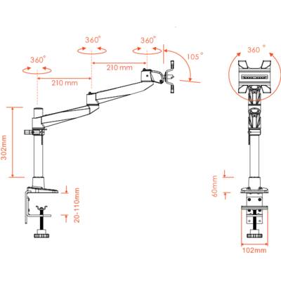 SpeaKa Professional SP-1624924 SuperSwivel for Apple namizni nosilec za monitor 1 Zaslon(-i) 25,4 cm (10") - 76,2 cm (30-2