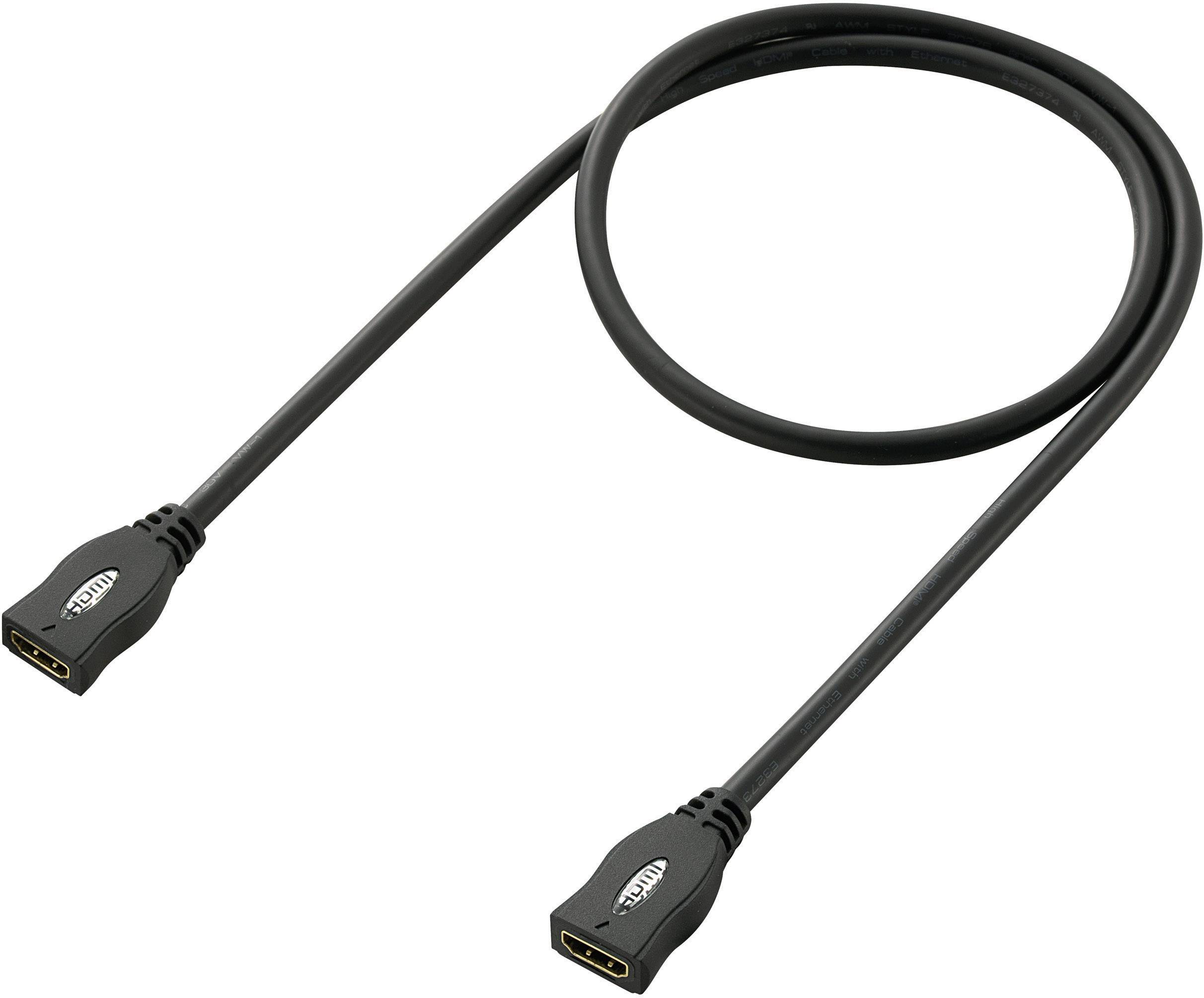 SpeaKa Professional HDMI podaljšek HDMI-A vtičnica, HDMI-A vtičnica 1.00 m črna SP-1793612 4K UHD, avdio povratni kanal,-0