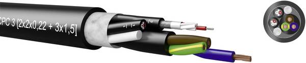 Kombinirani kabel 4 x 0.22 mm + 3 G 1.5 mm črne barve Kabeltronik 720050000 100 m