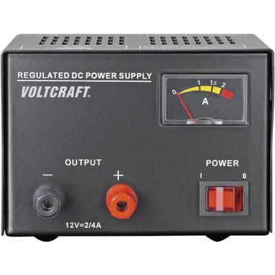 Napajalnik 'Voltcraft': Prikazovalnik jakosti toka, regulator izhodne električne moči. Stikalo za vklop/izklop. 12V, 2/4A.