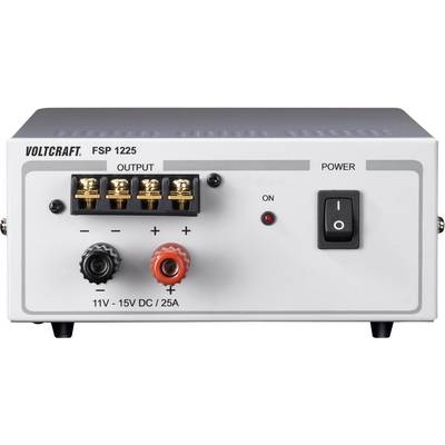 Napajalni adapter z oznako 'VOLTCRAFT FSP 1225'. Ima priključke za 'IZHOD' in stikalo za 'NAPAJANJE'.