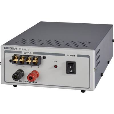 Voltcraft FSP 1225 enosmerni napajalnik z vklopnim/izklopnim stikalom, prezračevalnimi režami in priključki za električne povezave, 11V-15V DC, 25A.