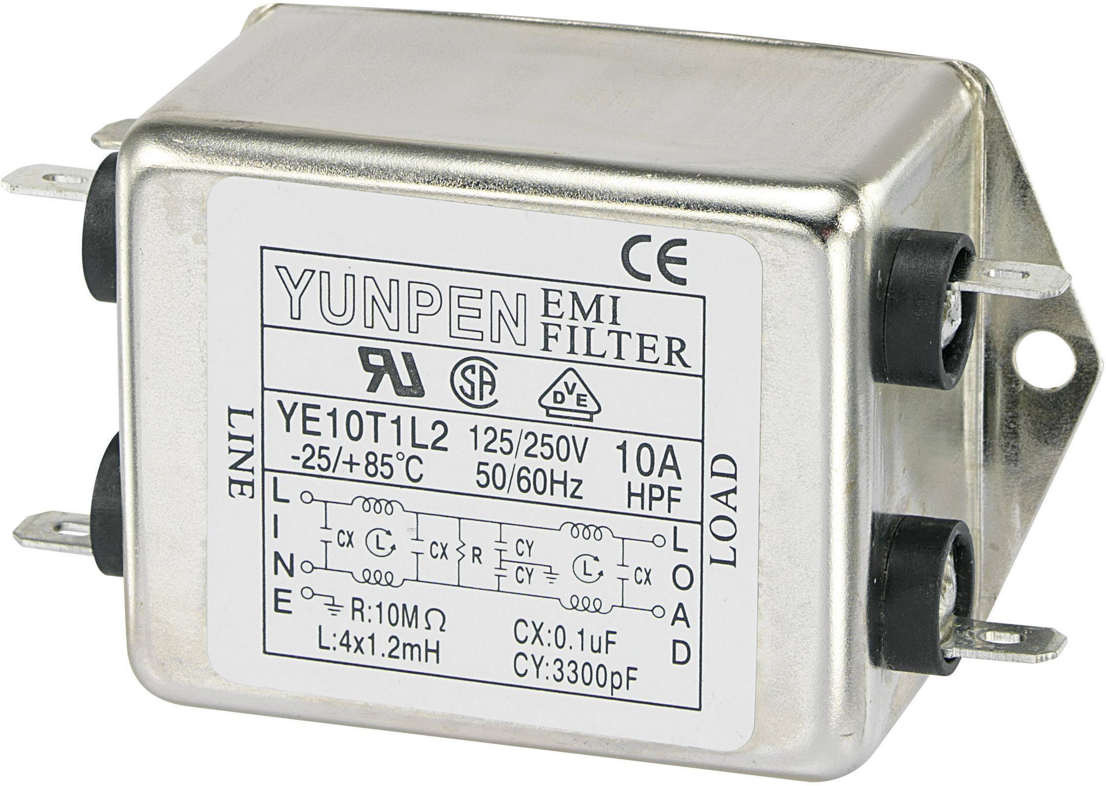 Omrežni filter, 125/250 V/AC,10 A, YE10T1L2 Yunpen