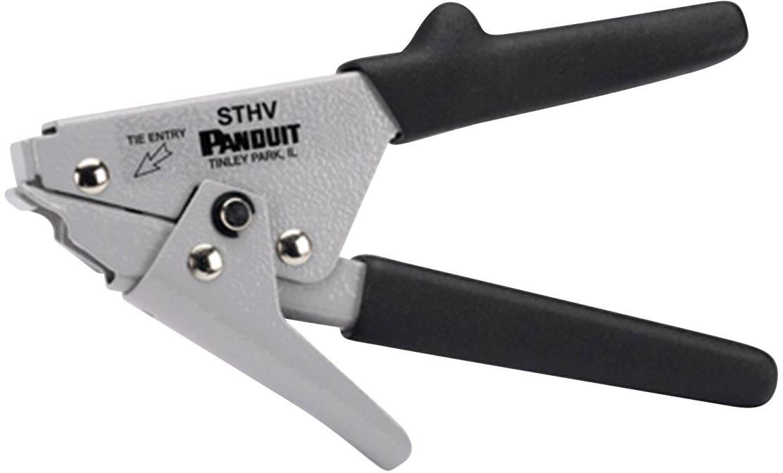 Ročno orodje za rezanje kabelskih vezic, ergonomsko oblikovano z črnim ročajem, označeno z 'Panduit STHV Tinley Park, IL'.