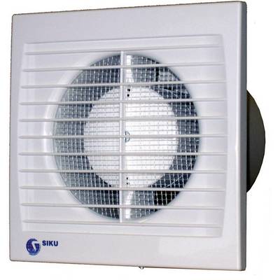 Bel prezračevalni ventilator z rešetko in blagovno znamko logotipa spodaj levo.