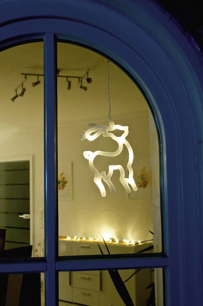 LED okenska slika jelena Konstsmide, bela, prisesno držalo,8LED s toplo belo svetlobo 1298-103-1