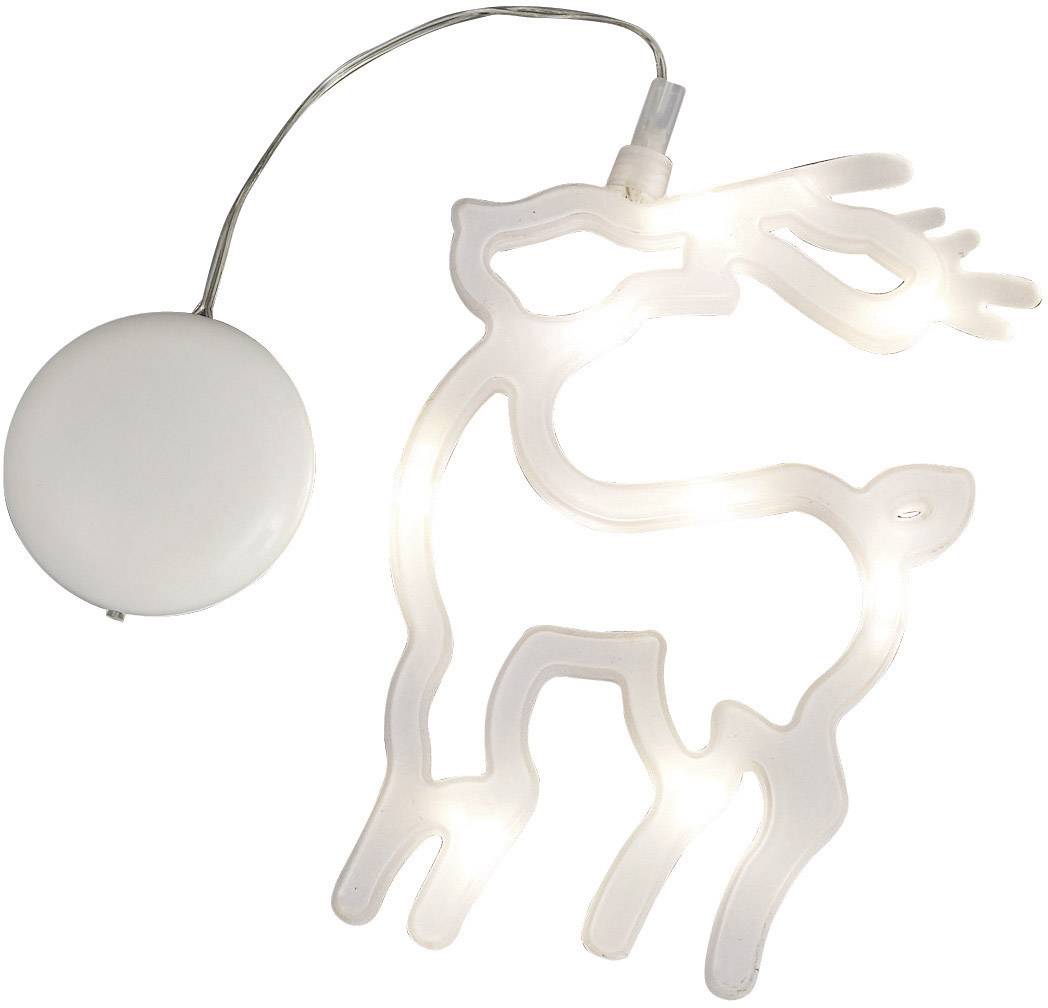 LED okenska slika jelena Konstsmide, bela, prisesno držalo,8LED s toplo belo svetlobo 1298-103-4