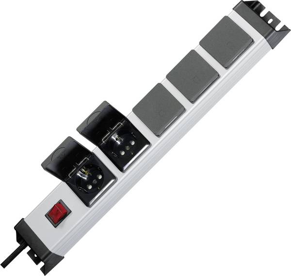 Kopp 227320017 razdelilna letev 19" 5-kratni  srebrna, črna vtičnica 1 kos