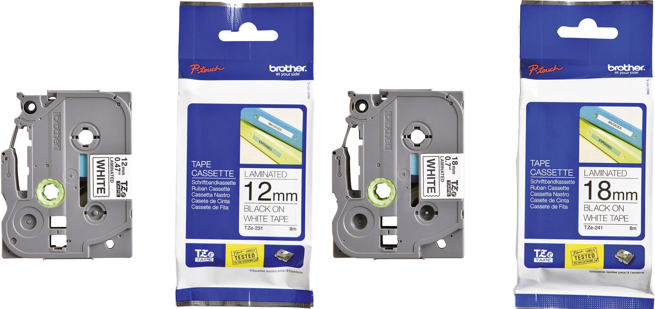 Brother TZe-241 + TZe-231 pisalni trak 2-delni komplet Barva traku: bela Barva pisave: črna 12 mm, 18 mm 8 m-0