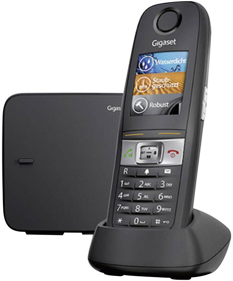 Gigaset E630 DECT, gap stacionarni brezžični telefon analogni zunanji, žepna svetilka, priključek za slušalke črna-1