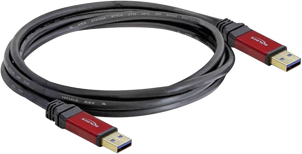 Delock USB kabel USB 3.2 gen.1 USB-A vtič, USB-A vtič 3.00 m rdeča, črna pozlačeni konektorji, UL-certificirano 82746-1