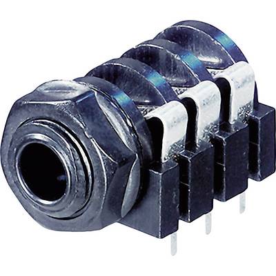 Klinken-vtični konektor, 6.35 mm vtičnica, vgraden horizontalen število polov: 3 Stereo črne barve Rean AV NYS216 1 kos-0