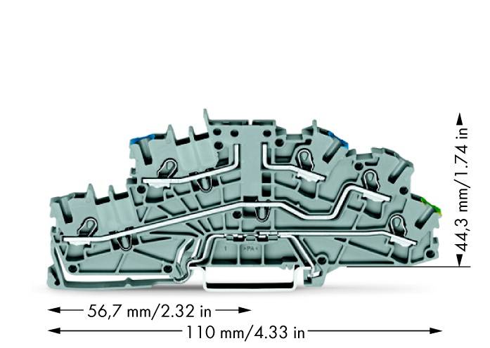 Namestitvena sponka 5.2 mm, z natezno vzmetjo: N, L, PE sive barve WAGO 2003-6640 50 kosov