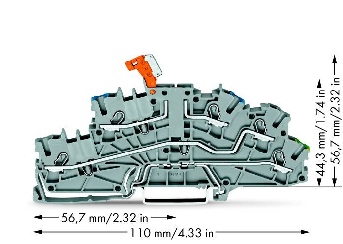 Namestitvena sponka 5.2 mm, z natezno vzmetjo: NT, L, PE sive barve WAGO 2003-6641 50 kosov