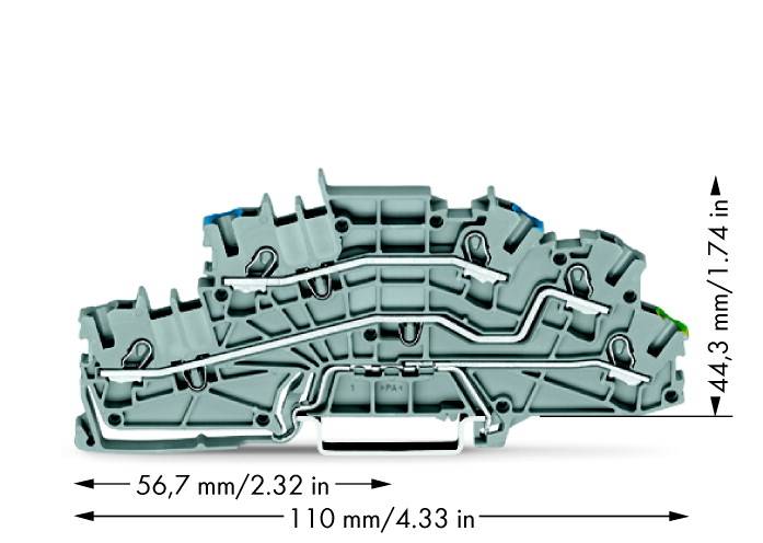 Namestitvena sponka 5.2 mm, z natezno vzmetjo: N, L, PE sive barve WAGO 2003-6646 50 kosov-0