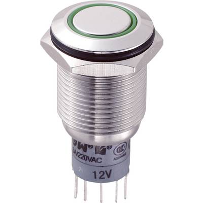 TRU COMPONENTS 701833 LAS2GQF-22E/G/12V/S/P tipkalo na pritisk z zaščito pred vandalizmom 250 V/AC 3 A 2 x vklop/(vklop)-0