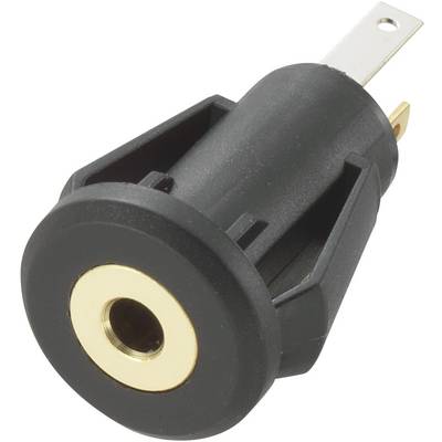 TRU COMPONENTS 716853 2,5 mm banana konektor vgradni ženski konektor, navpičen Število pinov: 3 stereo črna 1 kos-0