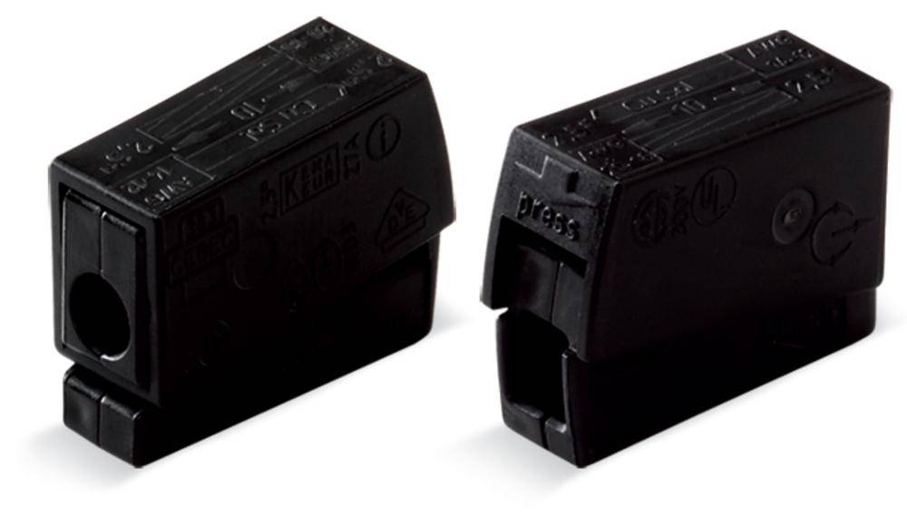 Električa sponka za svetilko, prilagodljiva: 0.5-2.5 mm toga: 0.5-2.5 mm št. polov: 2 WAGO 224-104 100 kos črna-0