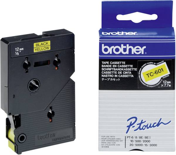 Brother TC TC-601 plastika Barva traku: rumena Barva pisave:črna 12 mm 7.7 m