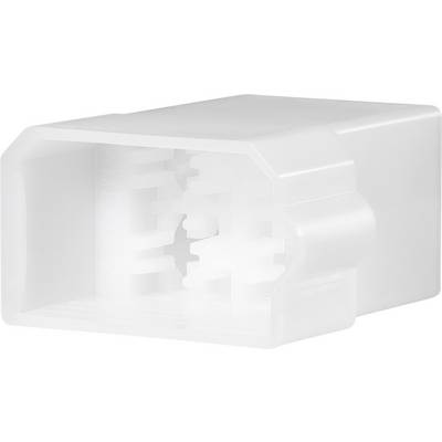 Bel pravokoten plastični adapter z več priključki, ki se uporablja za povezovanje in integracijo elektronskih komponent.