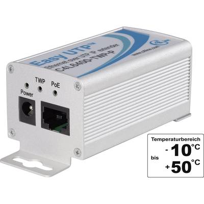 Ohišje za omrežne naprave s priključki in LED-indikatorji. Besedilo na napravi: 'Easy UTP'. Temperaturno območje: -10°C do +50°C.