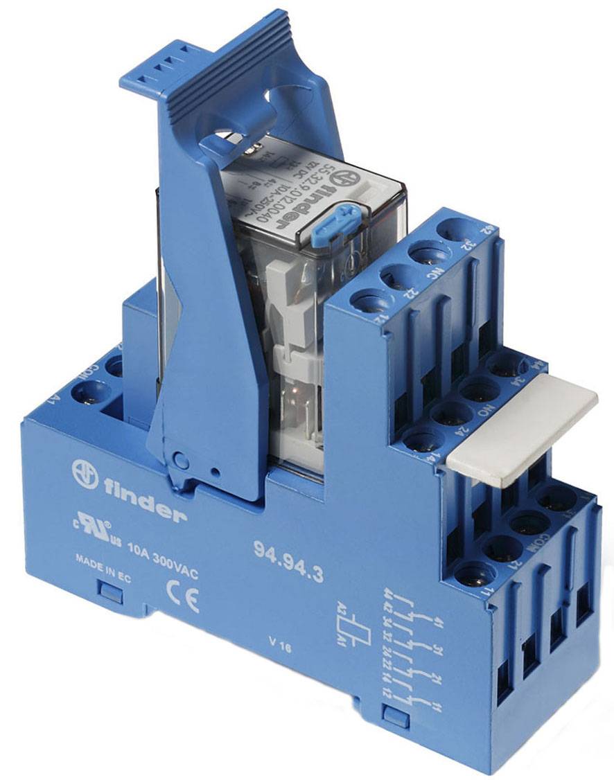 Finder 59.34.9.024.0050 relejni modul Nazivna napetost: 24 V/DC Preklopni tok maks.: 7 A 4 menjalo Tray 1 kos