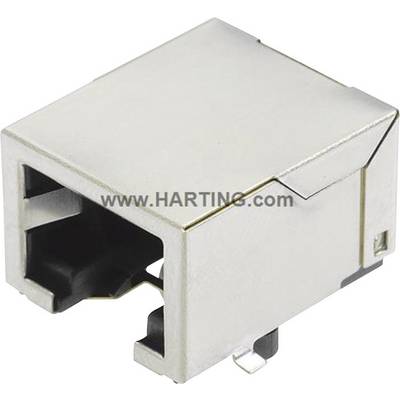 RJ45 vtičnica za direktno integracijo spone, kotna, polov: 8 Han® 3 A RJ45 Hybrid srebrne barve Harting 09 45 551 1110 1-0