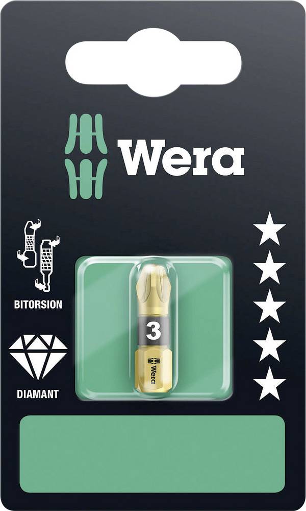 <br>  Wera<br>  05073338001<br>  855/1 BDC SB SiS<br>  križni Bit-nastavek<br>  Pogon (izvijač): 1/4" (6.3 mm)<br>  Pogon: križni pozidriv<br>  PZ 3<br>  25 mm<br>