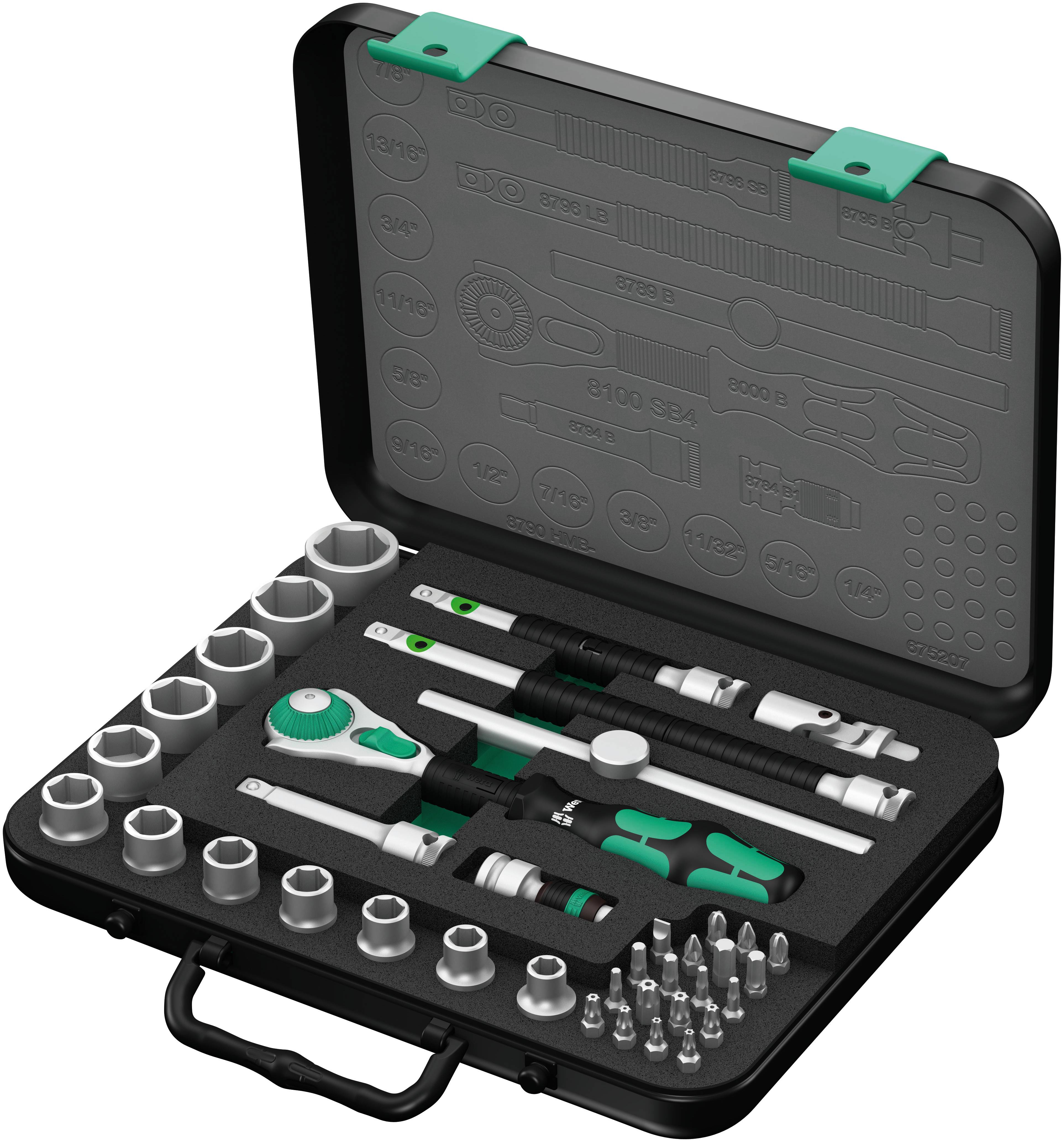 Wera 8100 SB 4 Zyklop nasadni ključi v kompletu colski 3/8" (10 mm) 38-delni 05003596001-0