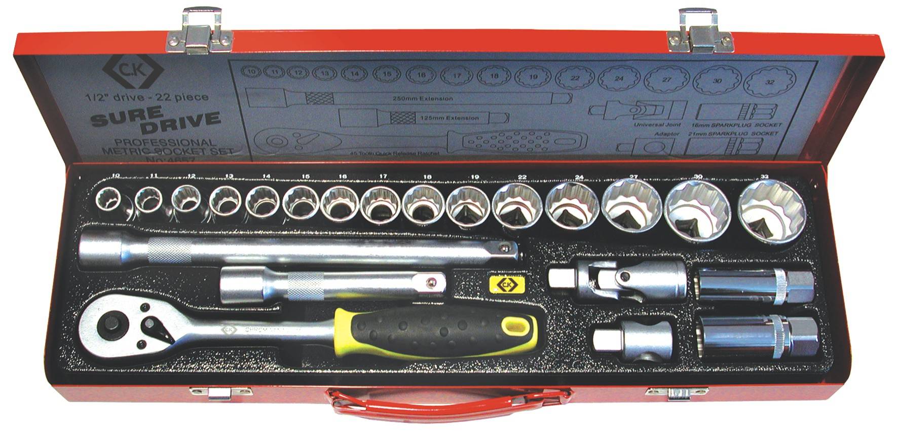 C.K nasadni ključi v kompletu metrični 1/2" (12.5 mm) 22-delni T4657