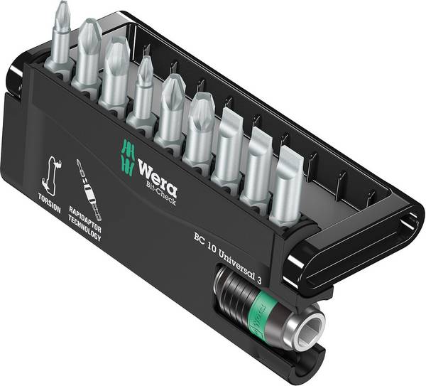 Bit-nastavek, 10-delni komplet Wera 8600-9/TZ 05056375001 ploščati, križni Phillips, križni Pozidriv Torsionszone