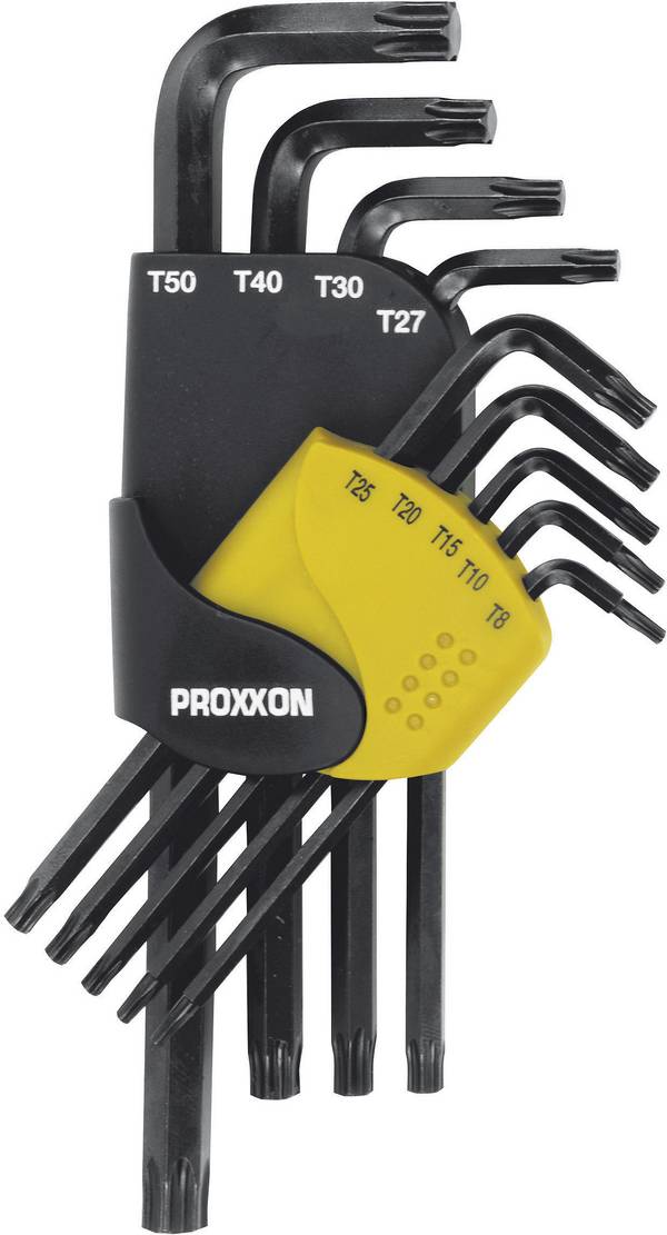 Kotni Torx ključi Proxxon Industrial 23944, T8/T10/T15/T20/T25/T27/T30/T40/T50, 9 kosov 23 944