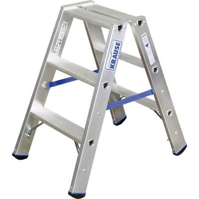 Dvojna aluminijasta lestev, delovna višina (maks.): 2.25 m Krause dvojna aluminijasta lestev (ALU), 2X3 STU 124715 srebr-0