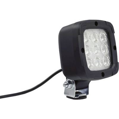 Kvadratna črna LED-delovna svetilka z devetimi vidnimi LED-lučmi in napajalno električno vrvico.