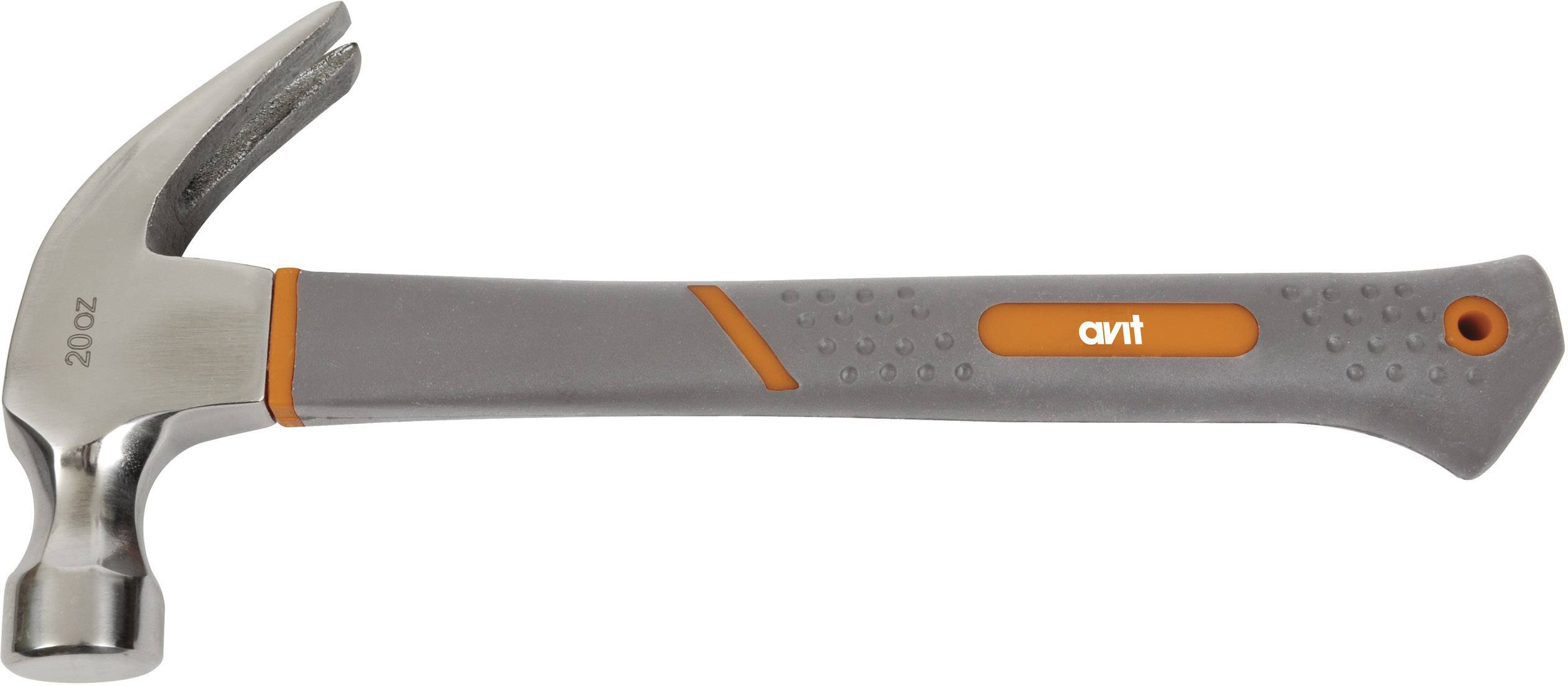 Siv kladiv z oranžnimi poudarki in napisom '20 OZ' na glavi. Ročaj je ergonomsko oblikovan.