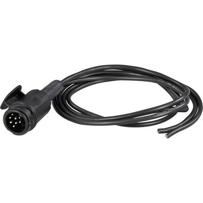 'Črni električni kabel s 7-pinskim vtičem in prostimi konci, primeren za osvetlitev prikolice ali podobne namene.'