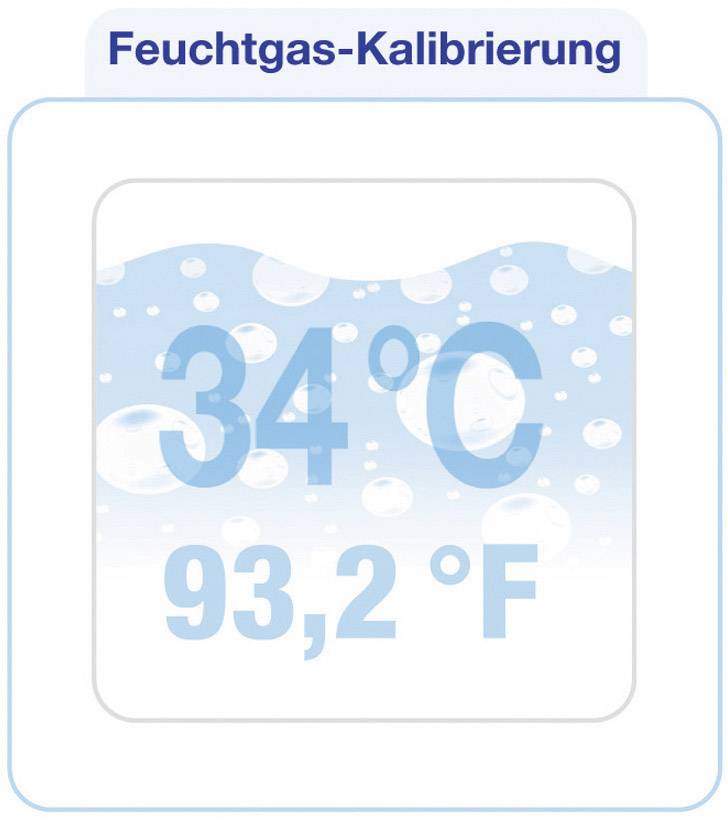 Kalibracija 'mokrega plina' s temperaturnim prikazom: 34°C, 93,2°F.