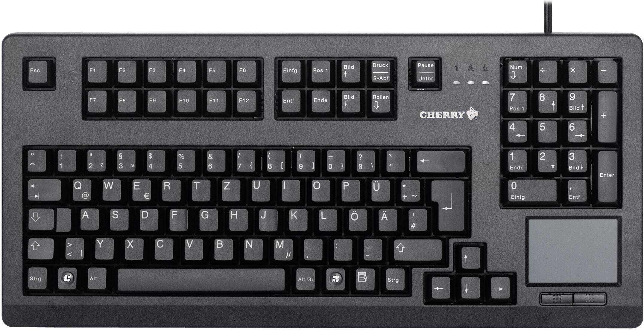 CHERRY Touchboard G80-11900 USB tipkovnica nemčija, qwertz črna vgrajena sledilna ploščica, gumbi miške, 19" aplikacija-0
