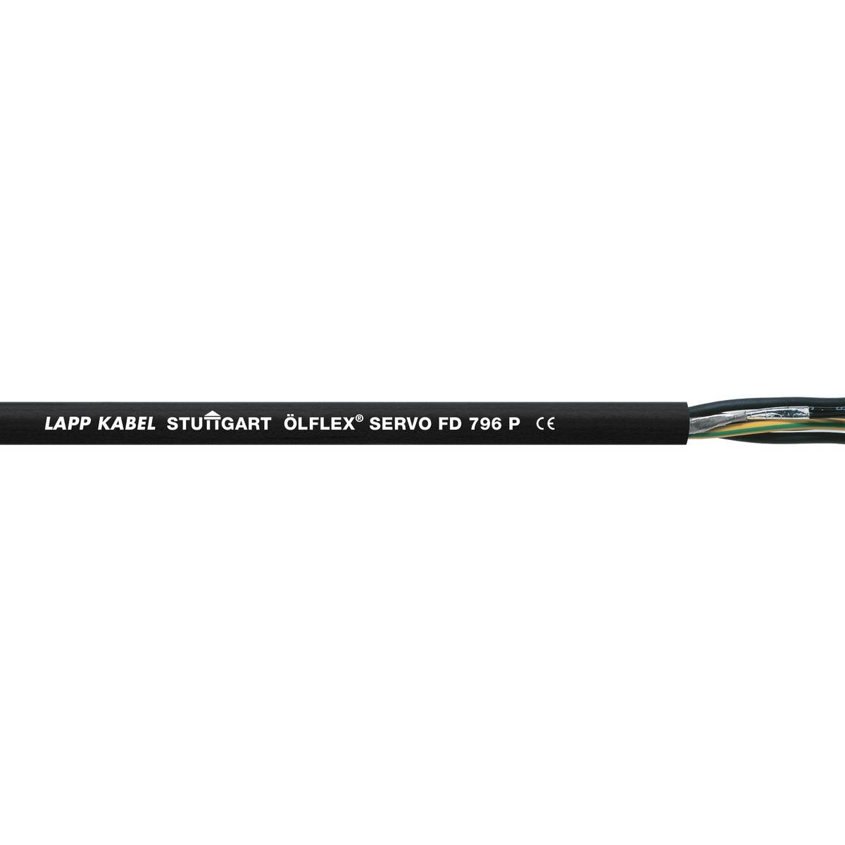 Kabel za krmiljenje servo motorjev ÖLFLEX® SERVO FD 796 P 4 G 0.75 mm + 4 x 0.34 mm črne barve LappKabel 0025326 50 m