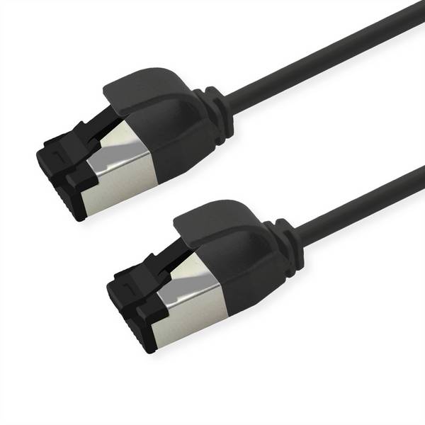 Roline 21.15.3455 RJ45 omrežni kabel, Patch kabel CAT 8.1 S/FTP 5.00 m črna izjemno tanek, brez halogena, ognjevaren 1 kos
