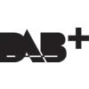 Logo z besedilom 'DAB+' v moderni pisavi. DAB+ pomeni Digital Audio Broadcasting Plus, digitalno radiofono tehnologijo.
