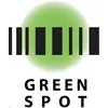 Zeleni krog s črno črtno kodo in besedami 'Green Spot' pod njo.