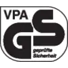 Logotip 'VPA GS preizkušena varnost', ki izdelek certificira kot varnega v skladu z nemškimi standardi.