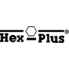 Logotip 'Hex-Plus' s šesterokotnim simbolom v sredini.