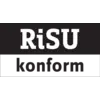 'RiSU konform' je stiliziran tekst s poudarjeno tipografijo.
