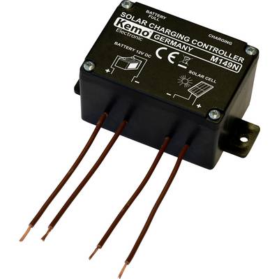 Solcellsladdregulator med fyra kabelanslutningar för 12V likström. Tillverkare: Kemo Electronic, modell M149N. CE-märkt.