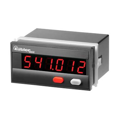 Digital panelmätare som visar rödt numeriskt värde 541.012, med två frontknappare och Kubler-varumärke.